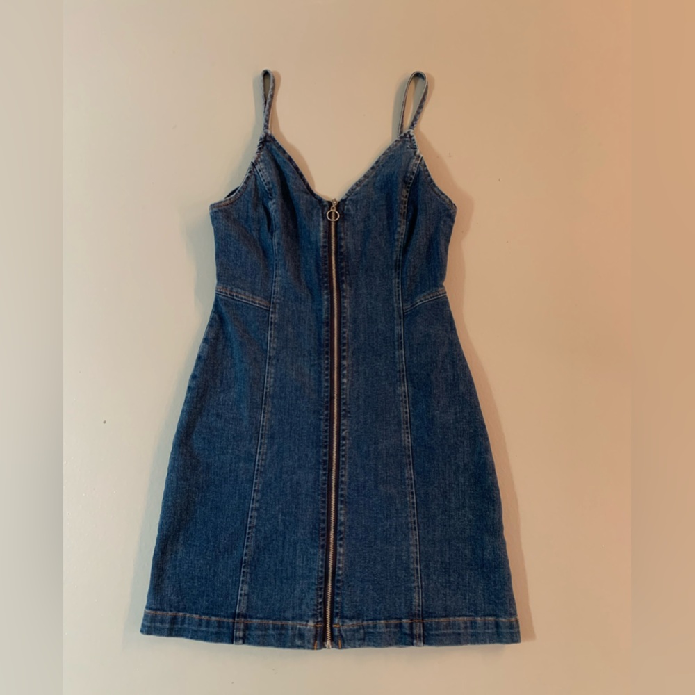 Denim zip up dress